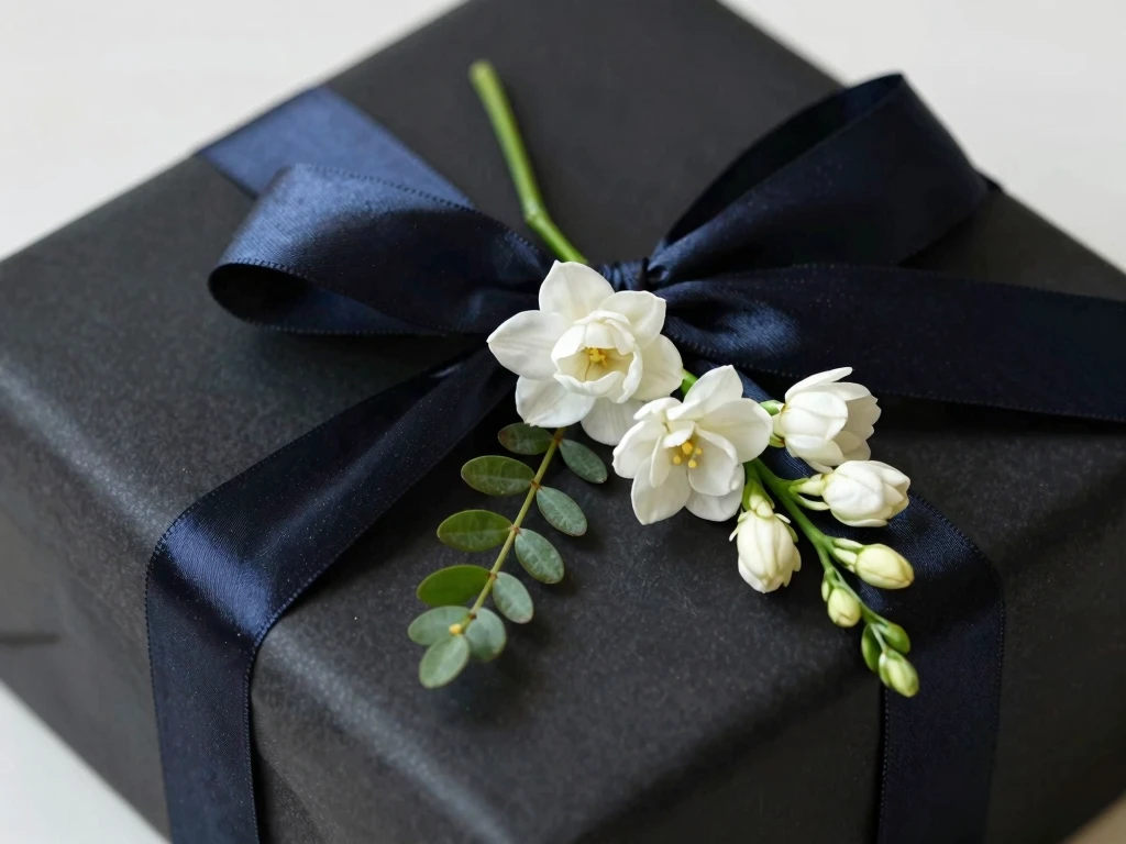Fresh floral accents for luxury gift wrapping